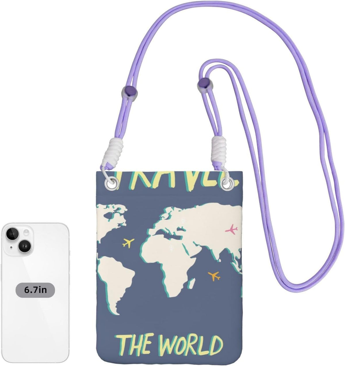 Travel the World for Crossbody Phone Bag, Small & Lightweight Crossbody Purse for Women with Adjustable Strap, Water-Resistant Daily Commuter Bag for Phone, Wallet, Keys