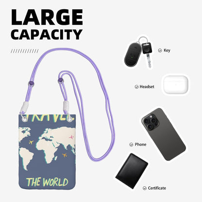 Travel the World for Crossbody Phone Bag, Small & Lightweight Crossbody Purse for Women with Adjustable Strap, Water-Resistant Daily Commuter Bag for Phone, Wallet, Keys