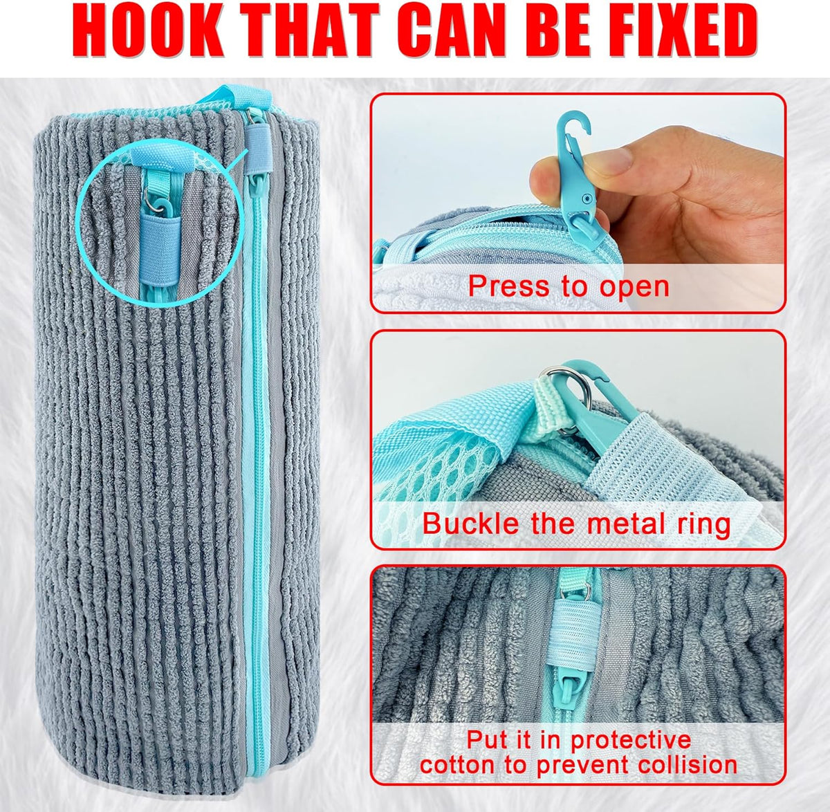 2 Pack Chenille Laundry Bag for Sneaker Cleaner 17 x 7.5 Inch | Two pack laundry bag for shoe washing machine, chenille lining for washer and dryer, auto-lock zipper, shoe bags for travel