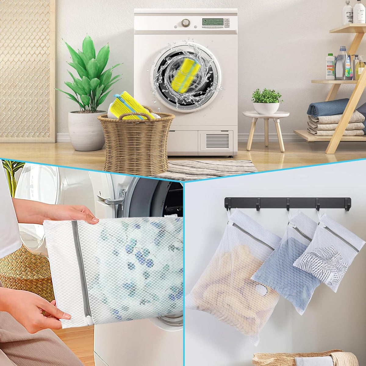 2 Pack Chenille Laundry Bag for Sneaker Cleaner 17 x 7.5 Inch | Two pack laundry bag for shoe washing machine, chenille lining for washer and dryer, auto-lock zipper, shoe bags for travel