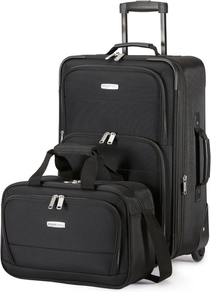 Softside Luggage Set, 23-Inch Expandable Suitcase with Wheels and 15-Inch Tote, Extra Space (+15%), Front Pockets, Telescopic Handle, Navy Blue