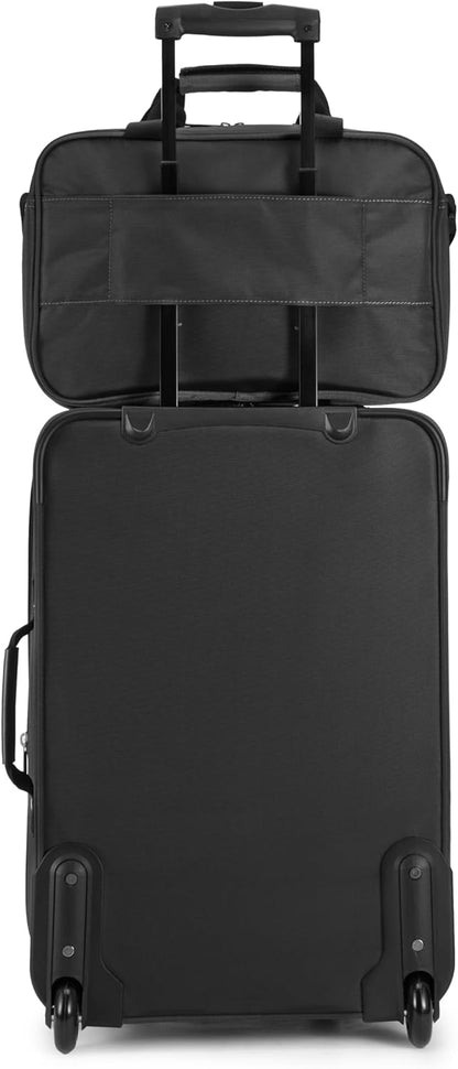 Softside Luggage Set, 23-Inch Expandable Suitcase with Wheels and 15-Inch Tote, Extra Space (+15%), Front Pockets, Telescopic Handle, Navy Blue