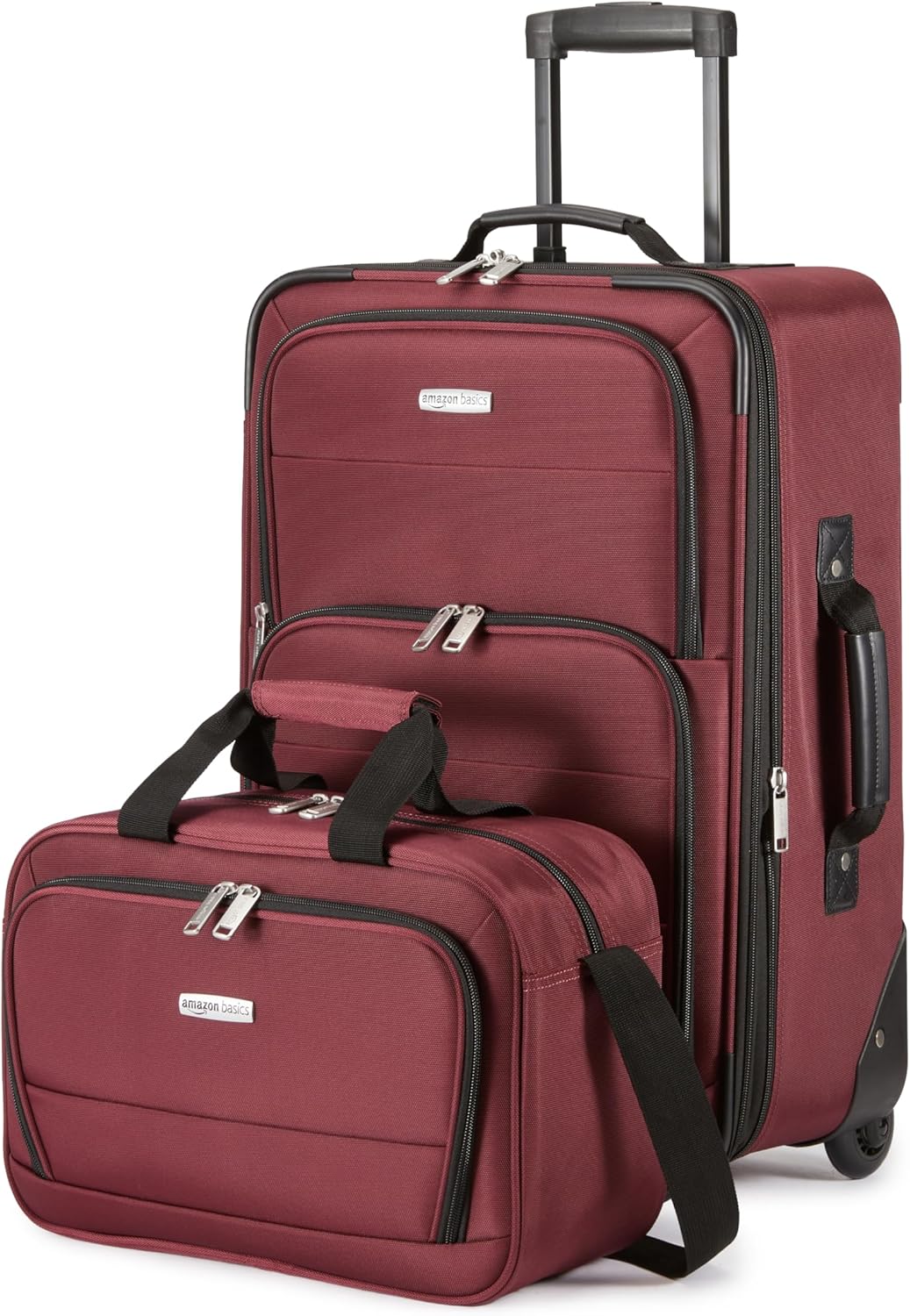 Softside Luggage Set, 23-Inch Expandable Suitcase with Wheels and 15-Inch Tote, Extra Space (+15%), Front Pockets, Telescopic Handle, Navy Blue