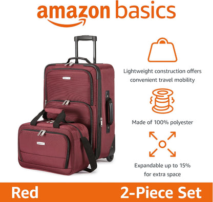 Softside Luggage Set, 23-Inch Expandable Suitcase with Wheels and 15-Inch Tote, Extra Space (+15%), Front Pockets, Telescopic Handle, Navy Blue