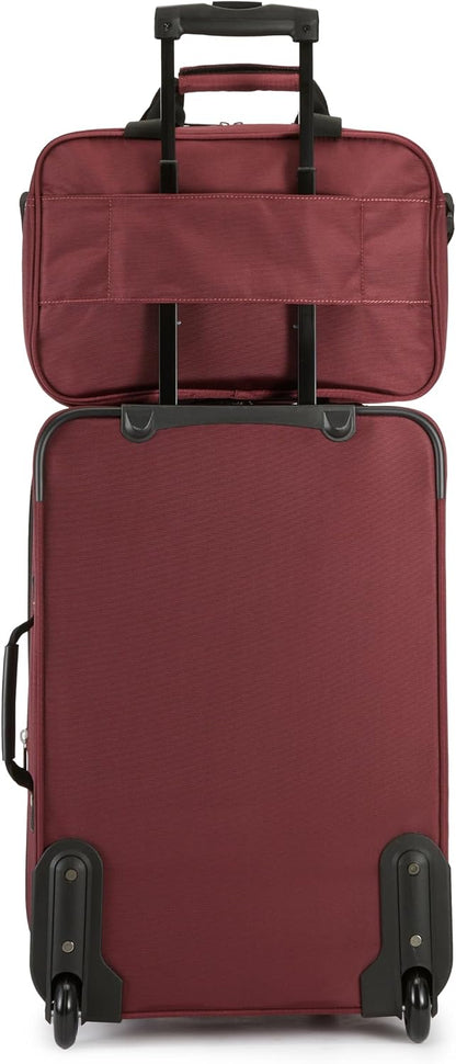 Softside Luggage Set, 23-Inch Expandable Suitcase with Wheels and 15-Inch Tote, Extra Space (+15%), Front Pockets, Telescopic Handle, Navy Blue