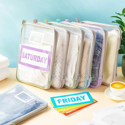 Packing Cubes for Travel Kids Days of Week Packing Cubes with Labels Clear Zippered Storage Bag for Kids Travel summer camp essentials