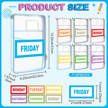 Packing Cubes for Travel Kids Days of Week Packing Cubes with Labels Clear Zippered Storage Bag for Kids Travel summer camp essentials