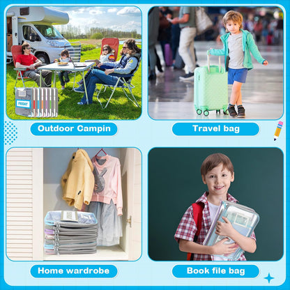 Packing Cubes for Travel Kids Days of Week Packing Cubes with Labels Clear Zippered Storage Bag for Kids Travel summer camp essentials