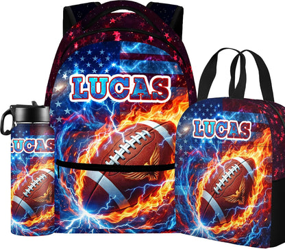 Custom Name Basketball Backpack Set for Boys,Personalized Bookbag with Lunch Box & Water Bottle for Travel School Camp, Ice Cream Drip Basketball School Bag Design, Back to School Gifts