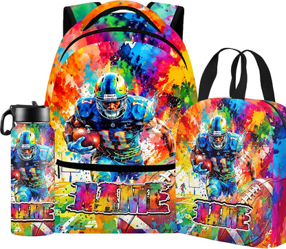 Custom Name Basketball Backpack Set for Boys,Personalized Bookbag with Lunch Box & Water Bottle for Travel School Camp, Ice Cream Drip Basketball School Bag Design, Back to School Gifts