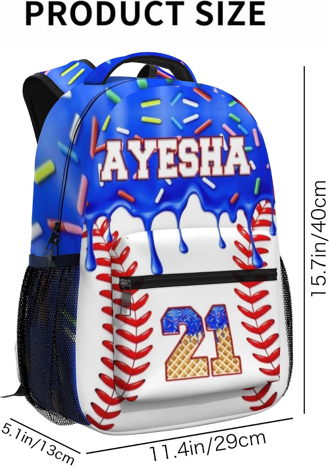 Custom Name Basketball Backpack Set for Boys,Personalized Bookbag with Lunch Box & Water Bottle for Travel School Camp, Ice Cream Drip Basketball School Bag Design, Back to School Gifts