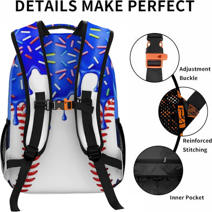 Custom Name Basketball Backpack Set for Boys,Personalized Bookbag with Lunch Box & Water Bottle for Travel School Camp, Ice Cream Drip Basketball School Bag Design, Back to School Gifts