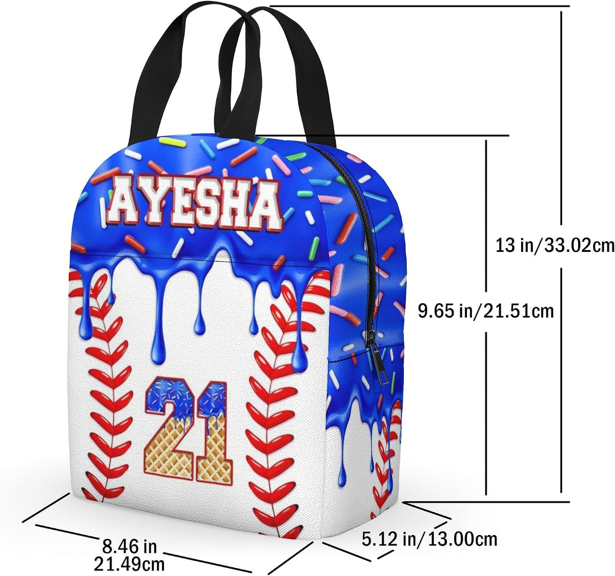 Custom Name Basketball Backpack Set for Boys,Personalized Bookbag with Lunch Box & Water Bottle for Travel School Camp, Ice Cream Drip Basketball School Bag Design, Back to School Gifts