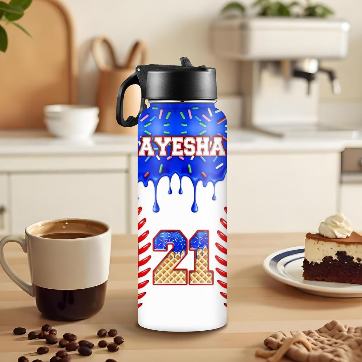 Custom Name Basketball Backpack Set for Boys,Personalized Bookbag with Lunch Box & Water Bottle for Travel School Camp, Ice Cream Drip Basketball School Bag Design, Back to School Gifts
