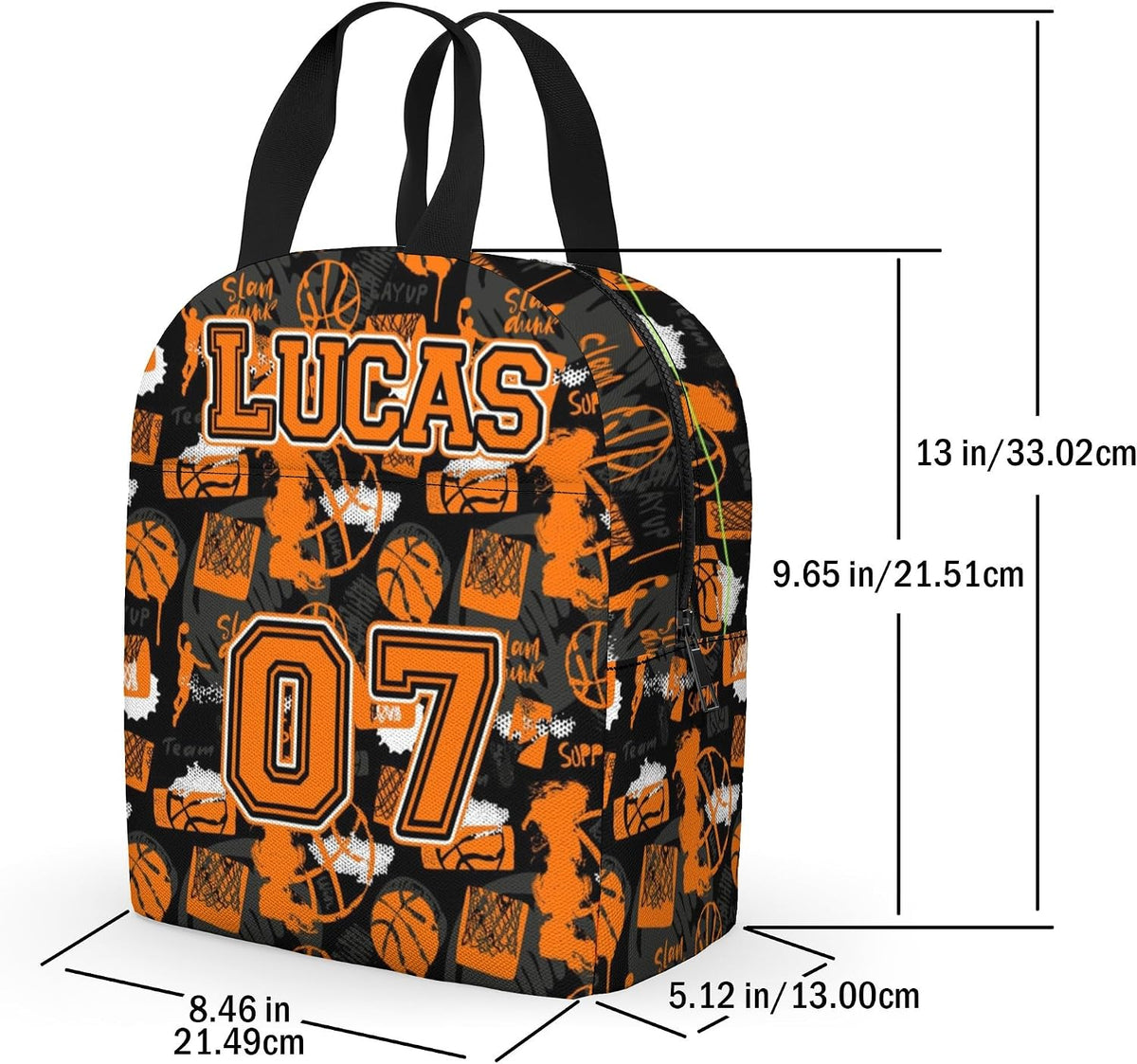 Custom Name Basketball Backpack Set for Boys,Personalized Bookbag with Lunch Box & Water Bottle for Travel School Camp, Ice Cream Drip Basketball School Bag Design, Back to School Gifts