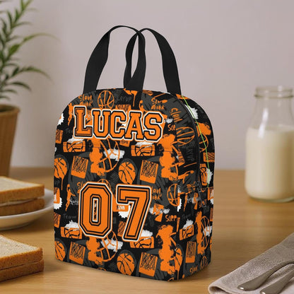 Custom Name Basketball Backpack Set for Boys,Personalized Bookbag with Lunch Box & Water Bottle for Travel School Camp, Ice Cream Drip Basketball School Bag Design, Back to School Gifts