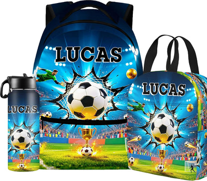 Custom Name Basketball Backpack Set for Boys,Personalized Bookbag with Lunch Box & Water Bottle for Travel School Camp, Ice Cream Drip Basketball School Bag Design, Back to School Gifts