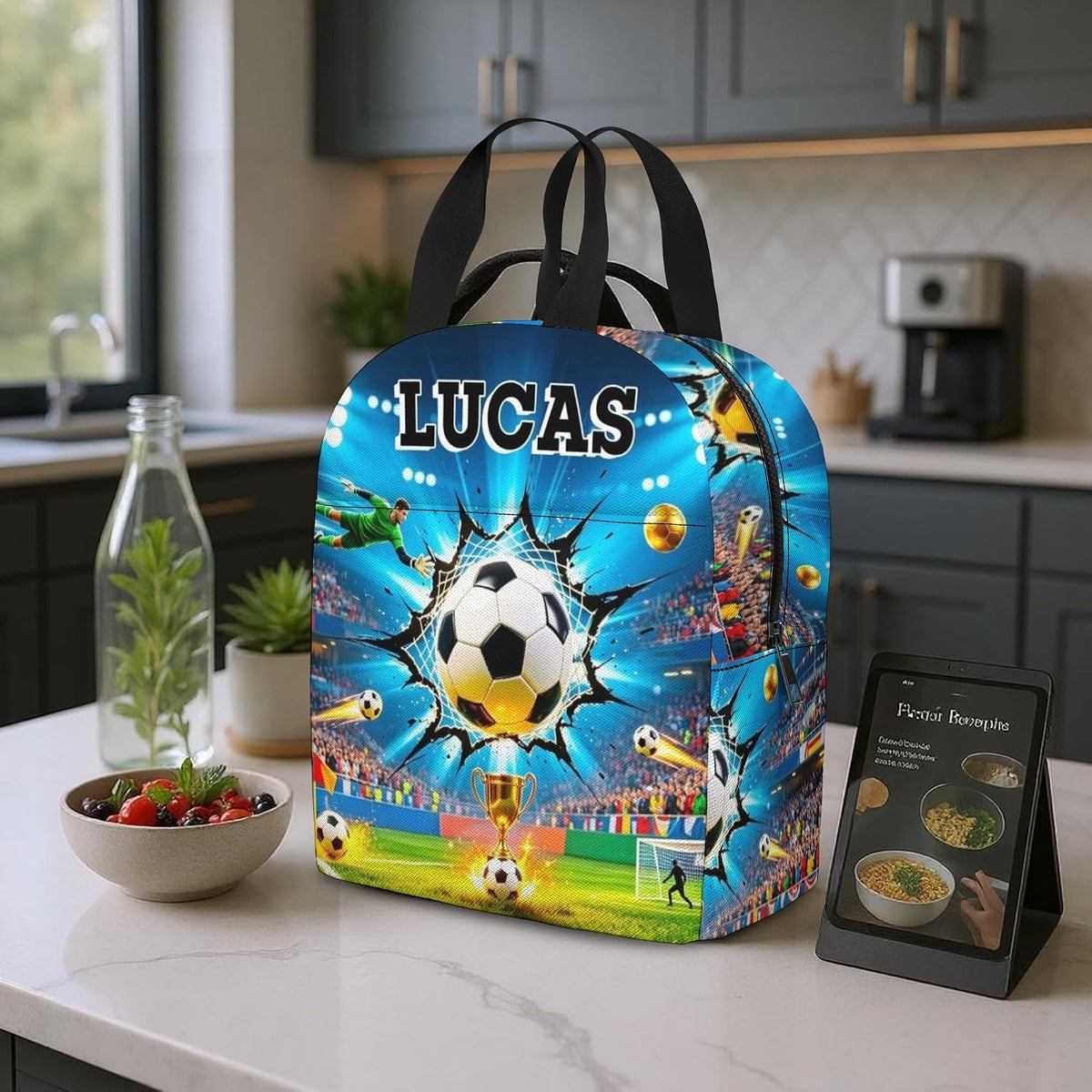 Custom Name Basketball Backpack Set for Boys,Personalized Bookbag with Lunch Box & Water Bottle for Travel School Camp, Ice Cream Drip Basketball School Bag Design, Back to School Gifts
