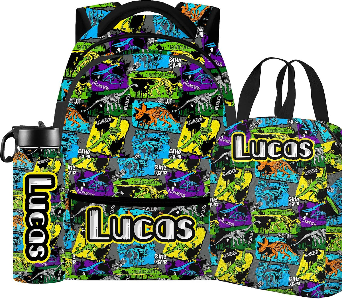 Custom Name Basketball Backpack Set for Boys,Personalized Bookbag with Lunch Box & Water Bottle for Travel School Camp, Ice Cream Drip Basketball School Bag Design, Back to School Gifts
