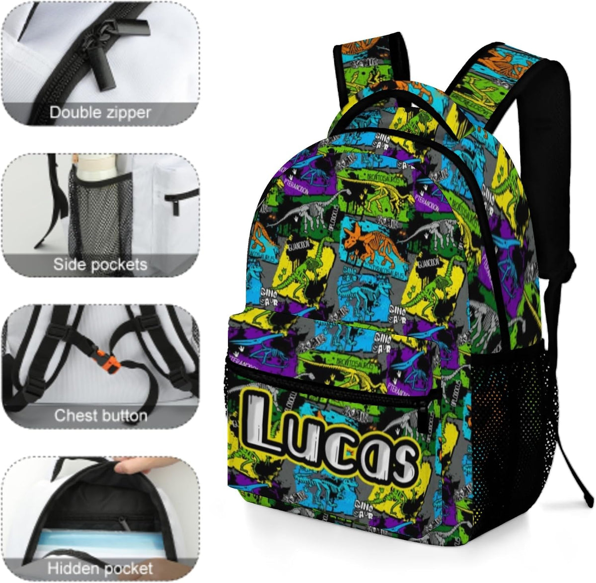 Custom Name Basketball Backpack Set for Boys,Personalized Bookbag with Lunch Box & Water Bottle for Travel School Camp, Ice Cream Drip Basketball School Bag Design, Back to School Gifts