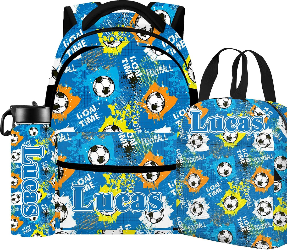 Custom Name Basketball Backpack Set for Boys,Personalized Bookbag with Lunch Box & Water Bottle for Travel School Camp, Ice Cream Drip Basketball School Bag Design, Back to School Gifts