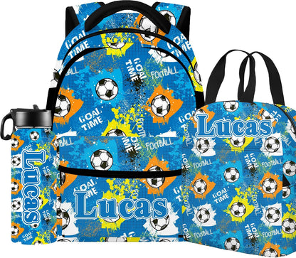 Custom Name Basketball Backpack Set for Boys,Personalized Bookbag with Lunch Box & Water Bottle for Travel School Camp, Ice Cream Drip Basketball School Bag Design, Back to School Gifts