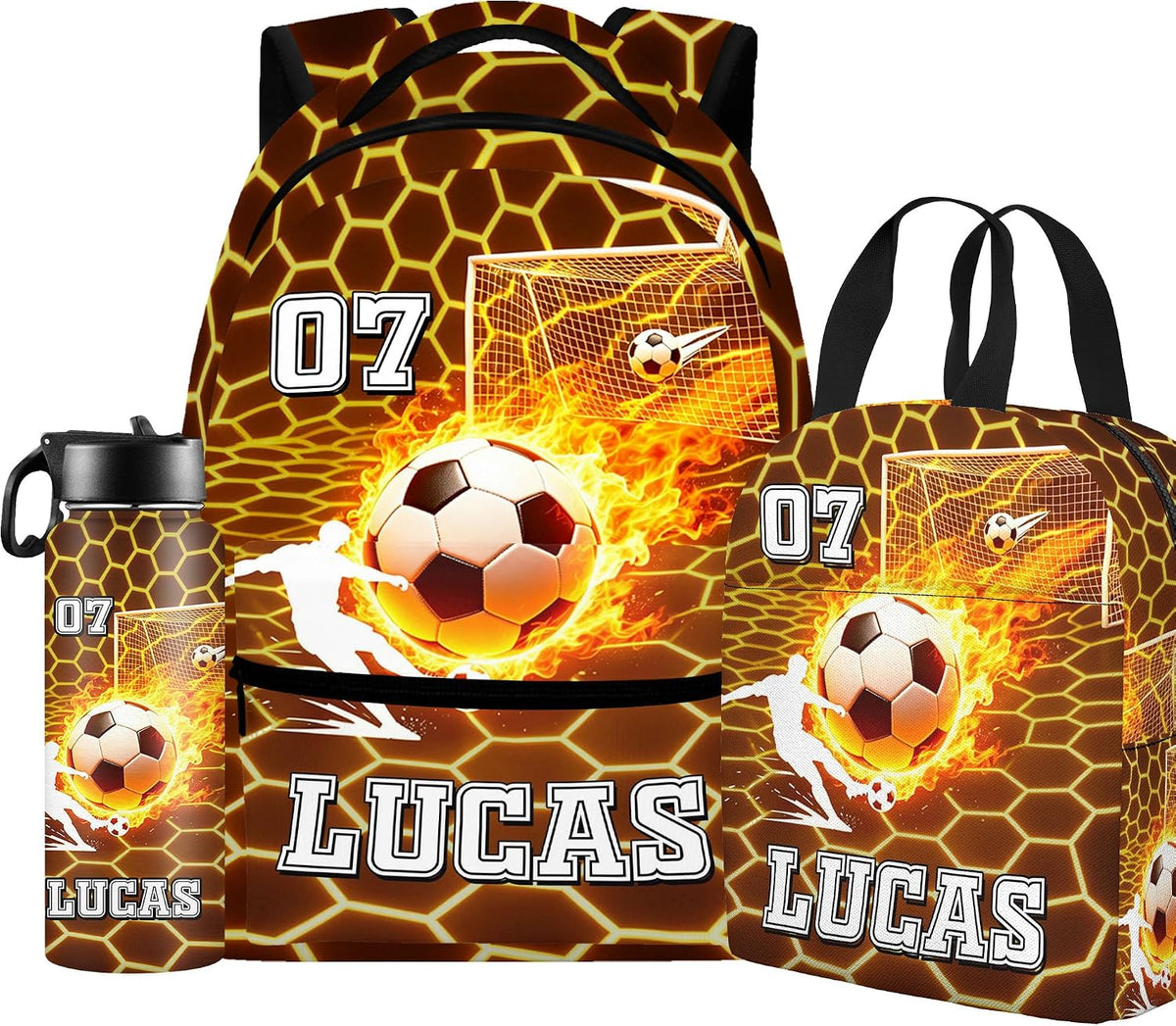 Custom Name Basketball Backpack Set for Boys,Personalized Bookbag with Lunch Box & Water Bottle for Travel School Camp, Ice Cream Drip Basketball School Bag Design, Back to School Gifts