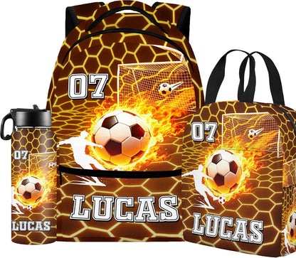 Custom Name Basketball Backpack Set for Boys,Personalized Bookbag with Lunch Box & Water Bottle for Travel School Camp, Ice Cream Drip Basketball School Bag Design, Back to School Gifts