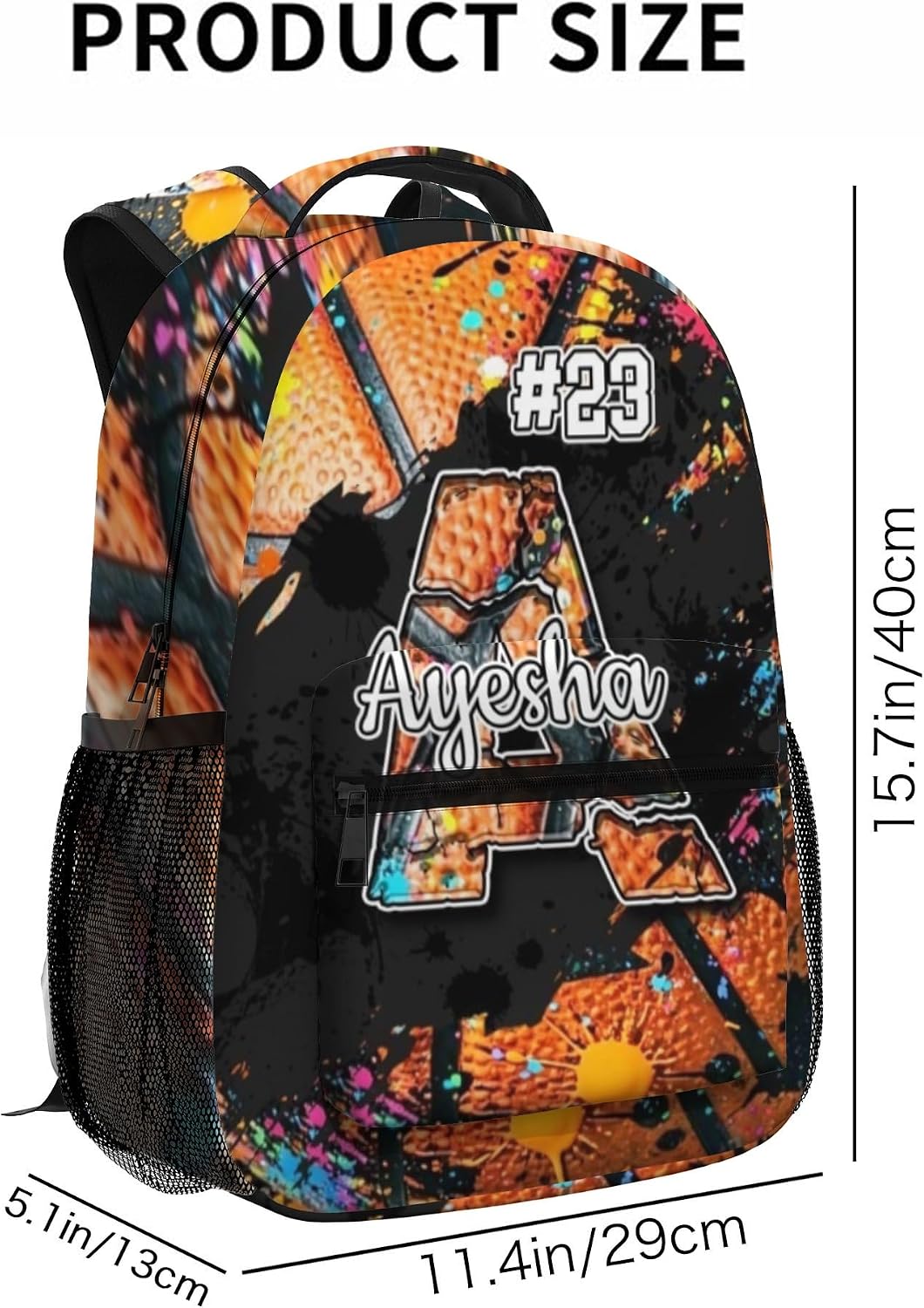 Custom Name Basketball Backpack Set for Boys,Personalized Bookbag with Lunch Box & Water Bottle for Travel School Camp, Ice Cream Drip Basketball School Bag Design, Back to School Gifts