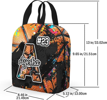 Custom Name Basketball Backpack Set for Boys,Personalized Bookbag with Lunch Box & Water Bottle for Travel School Camp, Ice Cream Drip Basketball School Bag Design, Back to School Gifts
