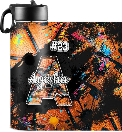 Custom Name Basketball Backpack Set for Boys,Personalized Bookbag with Lunch Box & Water Bottle for Travel School Camp, Ice Cream Drip Basketball School Bag Design, Back to School Gifts