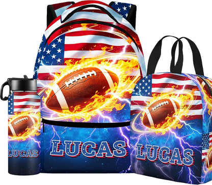 Custom Name Basketball Backpack Set for Boys,Personalized Bookbag with Lunch Box & Water Bottle for Travel School Camp, Ice Cream Drip Basketball School Bag Design, Back to School Gifts