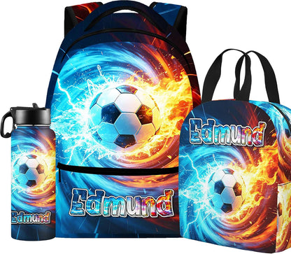Custom Name Basketball Backpack Set for Boys,Personalized Bookbag with Lunch Box & Water Bottle for Travel School Camp, Ice Cream Drip Basketball School Bag Design, Back to School Gifts