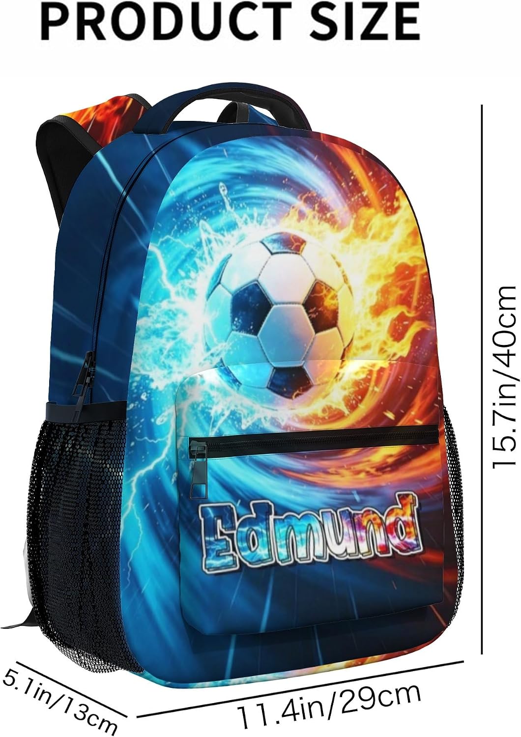 Custom Name Basketball Backpack Set for Boys,Personalized Bookbag with Lunch Box & Water Bottle for Travel School Camp, Ice Cream Drip Basketball School Bag Design, Back to School Gifts
