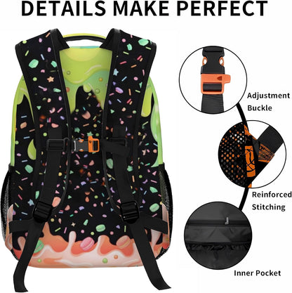 Custom Name Basketball Backpack Set for Boys,Personalized Bookbag with Lunch Box & Water Bottle for Travel School Camp, Ice Cream Drip Basketball School Bag Design, Back to School Gifts