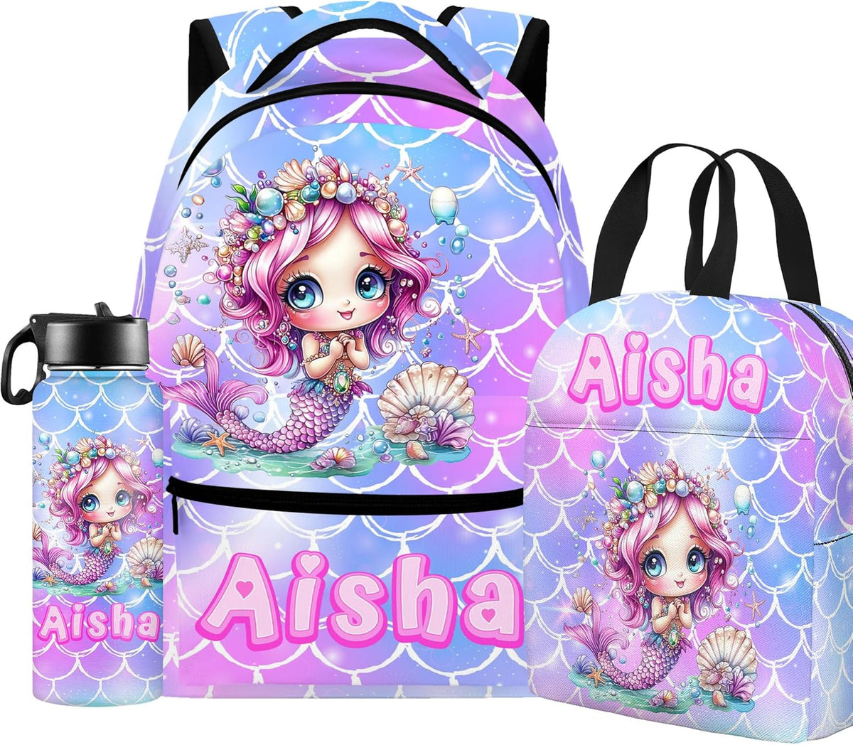 Custom Name Basketball Backpack Set for Boys,Personalized Bookbag with Lunch Box & Water Bottle for Travel School Camp, Ice Cream Drip Basketball School Bag Design, Back to School Gifts