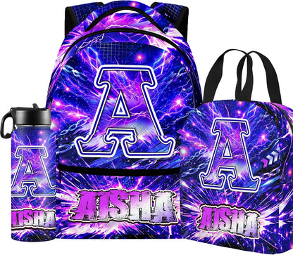 Custom Name Basketball Backpack Set for Boys,Personalized Bookbag with Lunch Box & Water Bottle for Travel School Camp, Ice Cream Drip Basketball School Bag Design, Back to School Gifts
