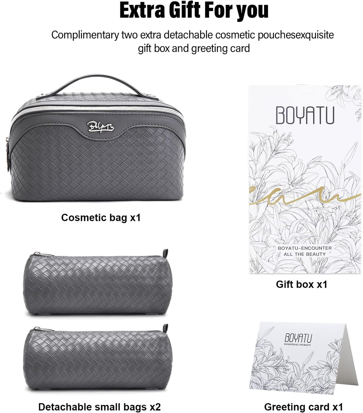 Travel Makeup Bag Cosmetic Bags for Women: Large Capacity 3 Pcs Set Make up Bag with Compartments - Waterproof Vegan Leather Toiletry Organizer Bags with Handle (Z-65Light Green)
