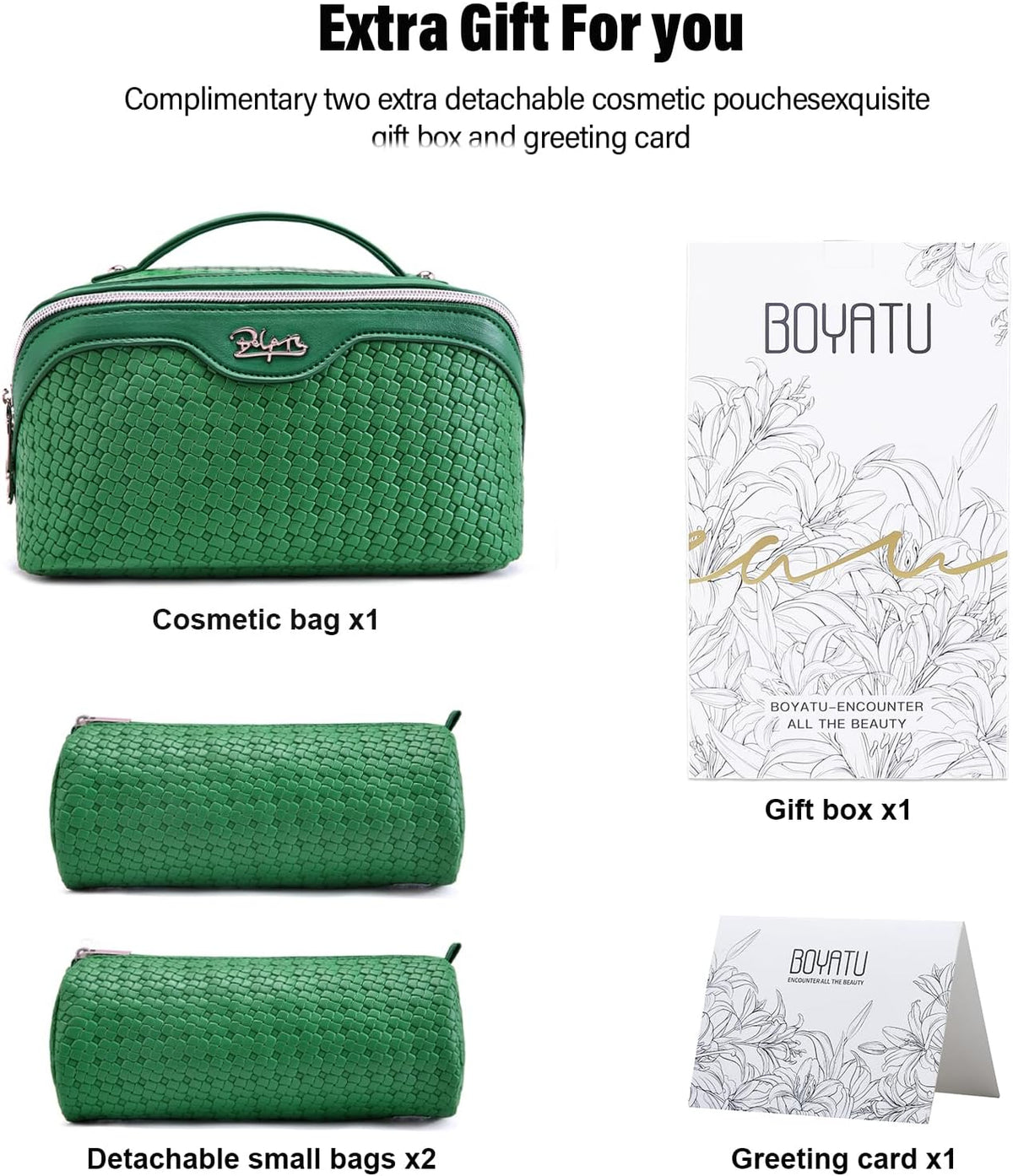 Travel Makeup Bag Cosmetic Bags for Women: Large Capacity 3 Pcs Set Make up Bag with Compartments - Waterproof Vegan Leather Toiletry Organizer Bags with Handle (Z-65Light Green)