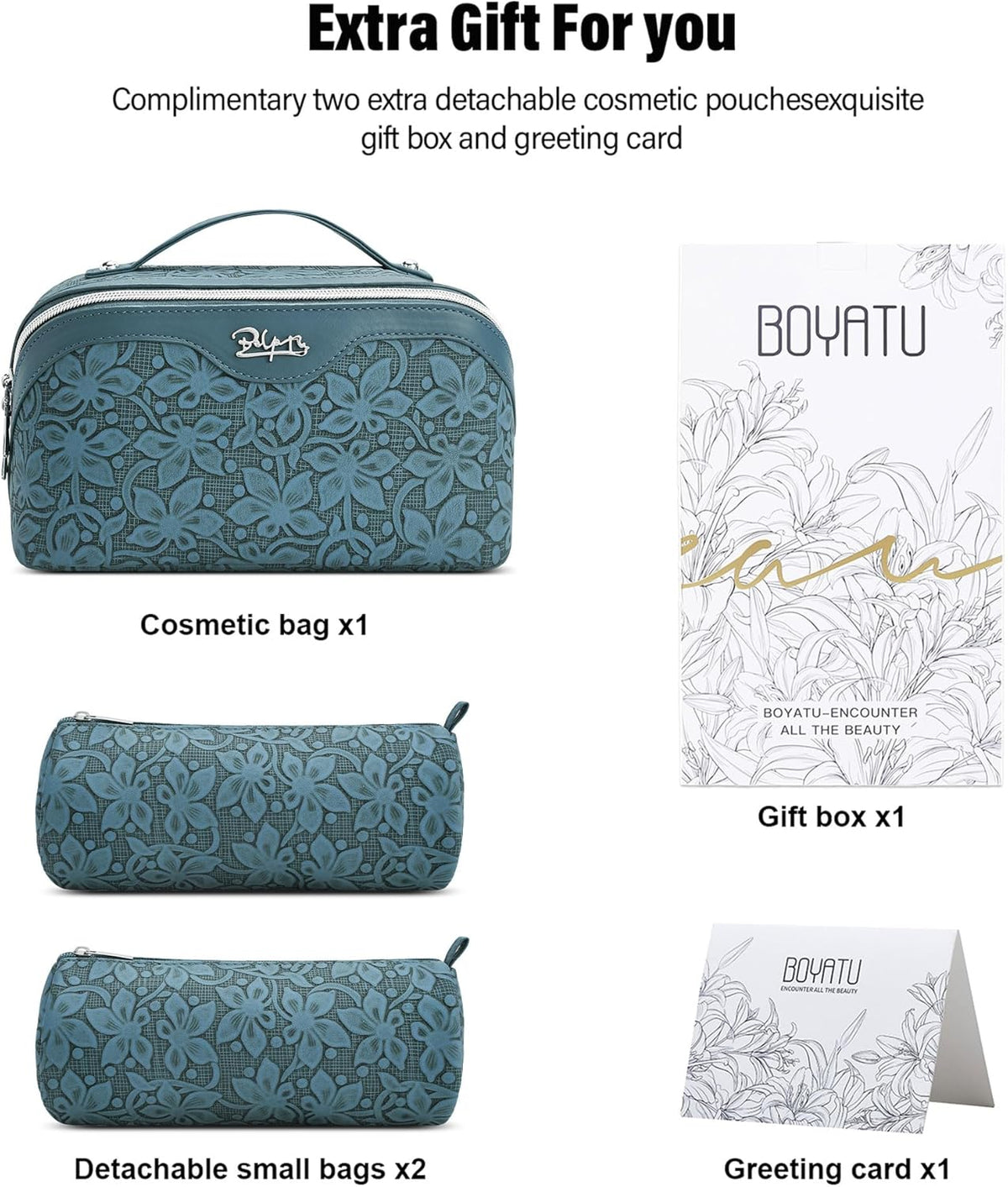 Travel Makeup Bag Cosmetic Bags for Women: Large Capacity 3 Pcs Set Make up Bag with Compartments - Waterproof Vegan Leather Toiletry Organizer Bags with Handle (Z-65Light Green)