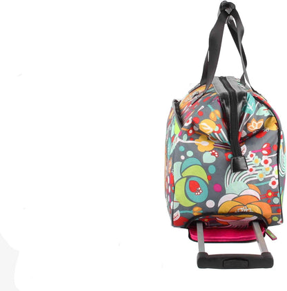 Pattern 22 Inch Duffel Bag with 2-Rolling Wheels, Weekender Overnight Travel Lightweight Carry-On Suitcase For Women