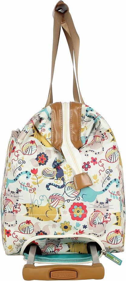 Pattern 22 Inch Duffel Bag with 2-Rolling Wheels, Weekender Overnight Travel Lightweight Carry-On Suitcase For Women