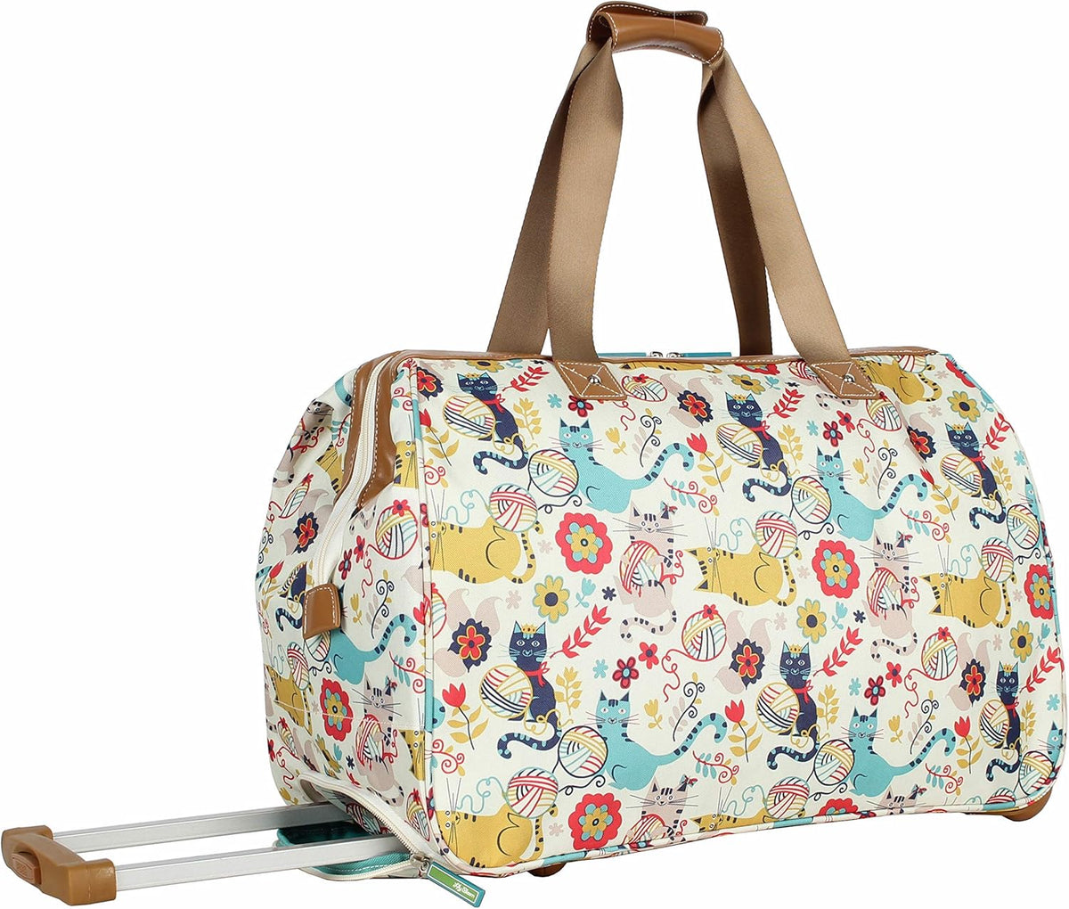 Pattern 22 Inch Duffel Bag with 2-Rolling Wheels, Weekender Overnight Travel Lightweight Carry-On Suitcase For Women