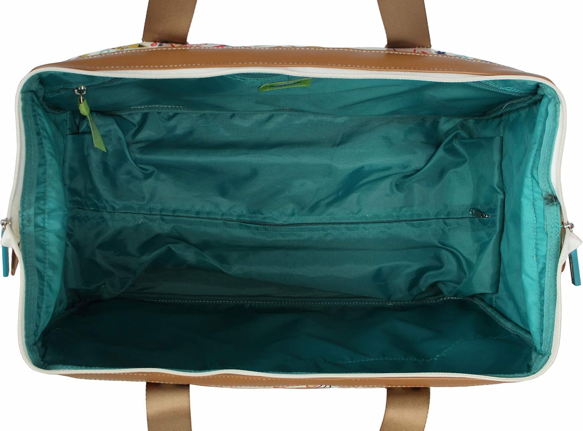 Pattern 22 Inch Duffel Bag with 2-Rolling Wheels, Weekender Overnight Travel Lightweight Carry-On Suitcase For Women