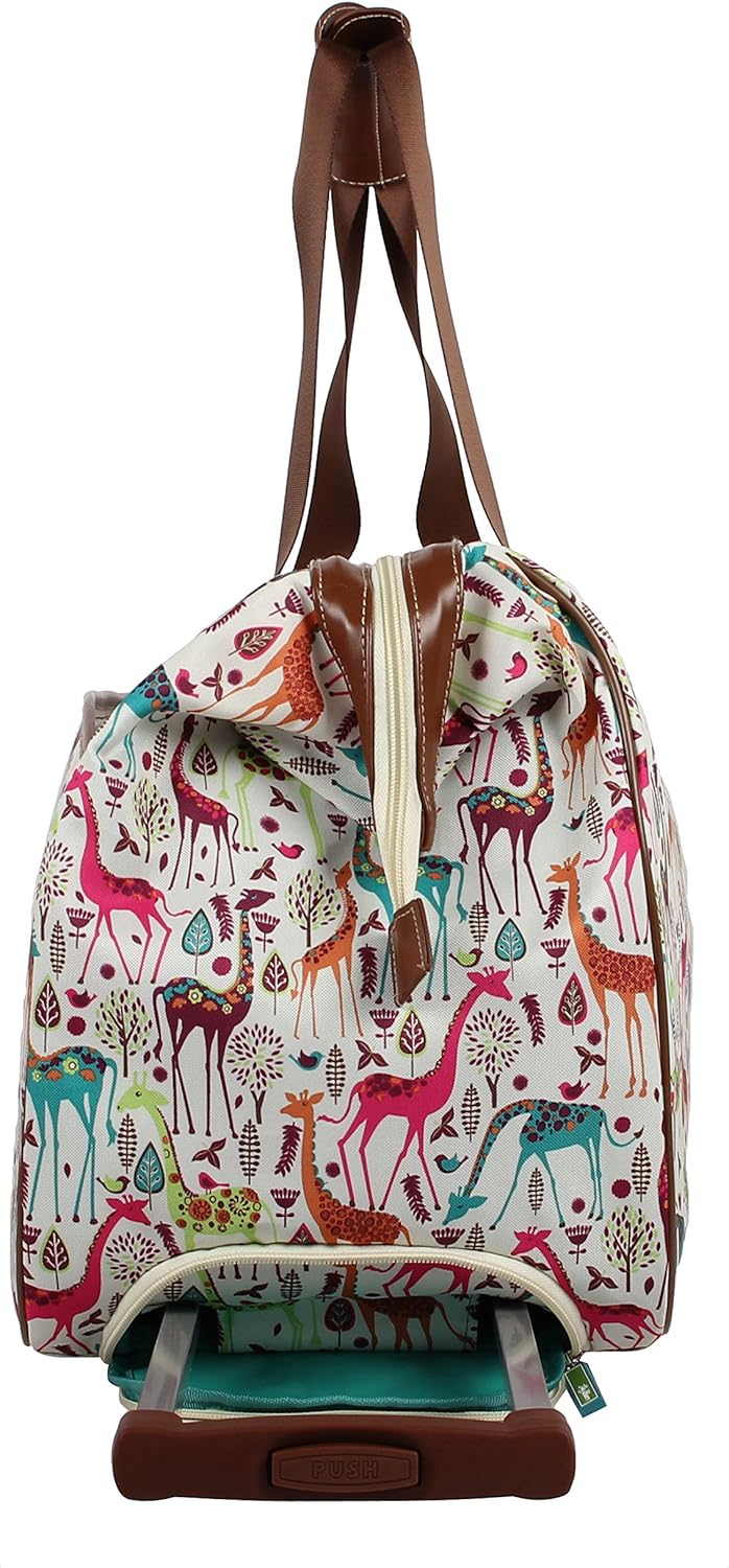 Pattern 22 Inch Duffel Bag with 2-Rolling Wheels, Weekender Overnight Travel Lightweight Carry-On Suitcase For Women