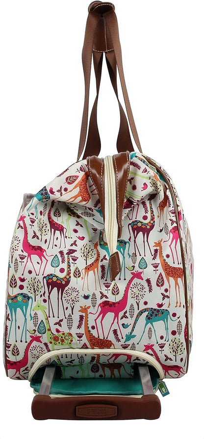 Pattern 22 Inch Duffel Bag with 2-Rolling Wheels, Weekender Overnight Travel Lightweight Carry-On Suitcase For Women