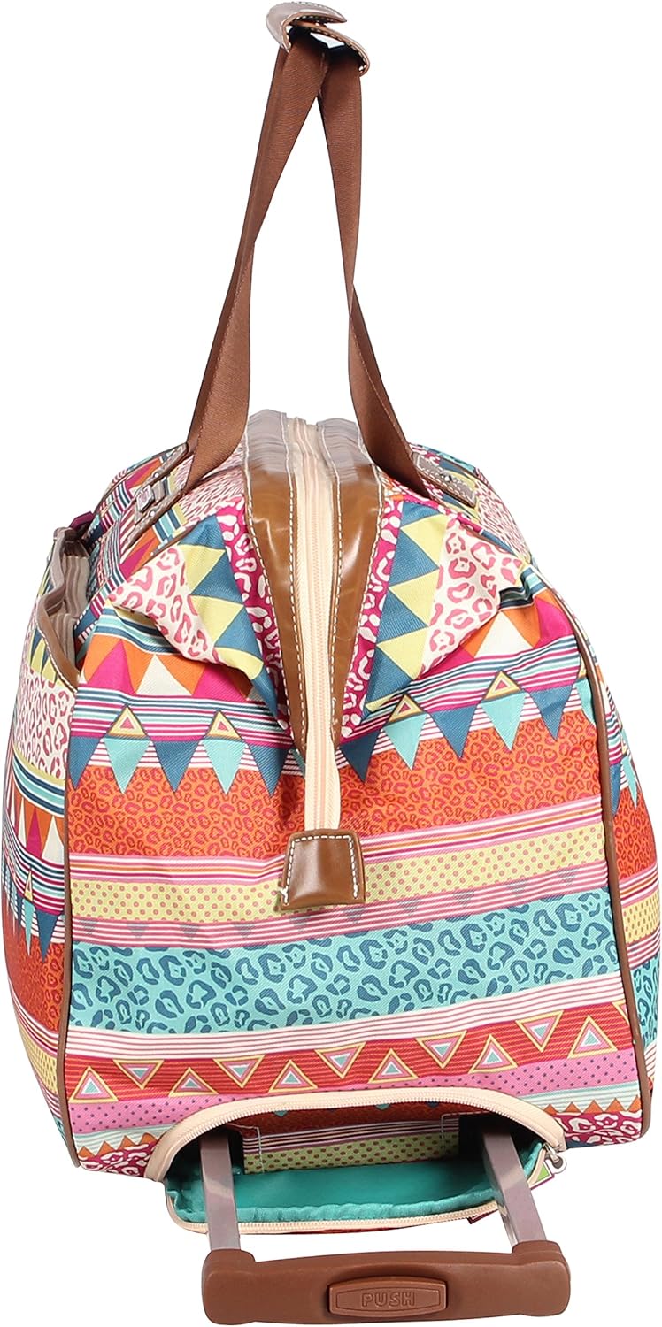 Pattern 22 Inch Duffel Bag with 2-Rolling Wheels, Weekender Overnight Travel Lightweight Carry-On Suitcase For Women