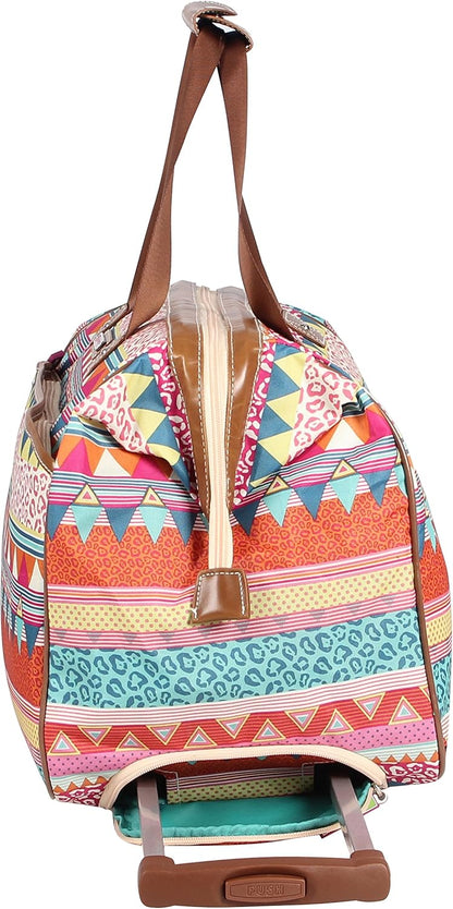 Pattern 22 Inch Duffel Bag with 2-Rolling Wheels, Weekender Overnight Travel Lightweight Carry-On Suitcase For Women
