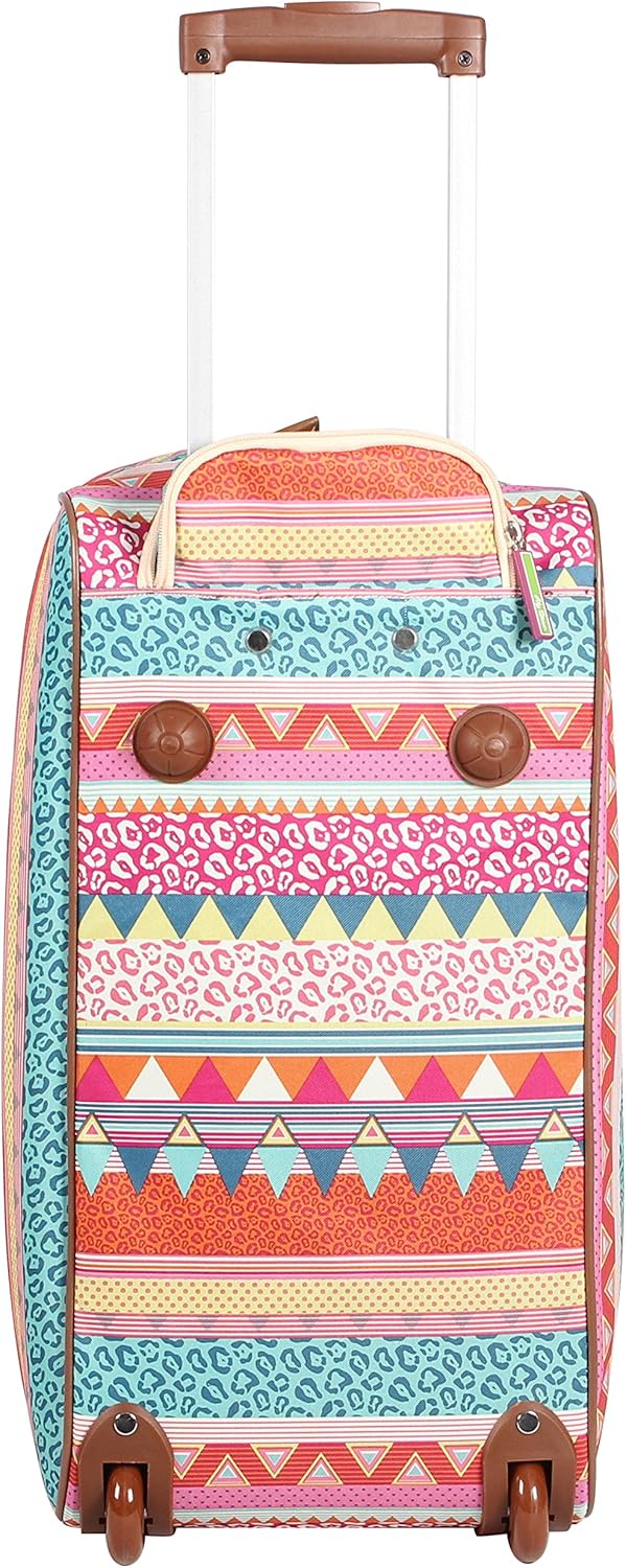 Pattern 22 Inch Duffel Bag with 2-Rolling Wheels, Weekender Overnight Travel Lightweight Carry-On Suitcase For Women