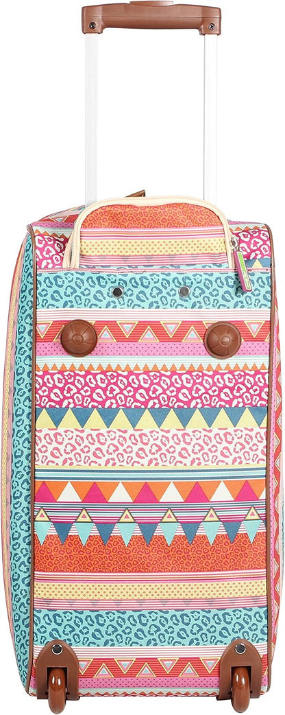 Pattern 22 Inch Duffel Bag with 2-Rolling Wheels, Weekender Overnight Travel Lightweight Carry-On Suitcase For Women